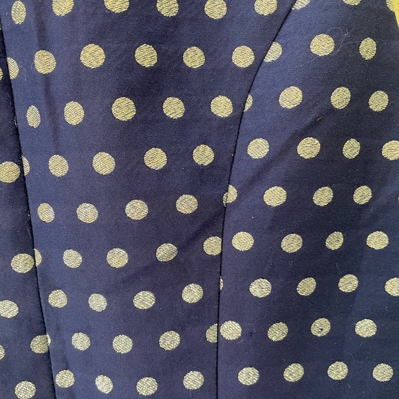 NWT J. Crew Navy Blue Fit and Flare Dress with Silver Metallic Dots - Picture 9 of 9